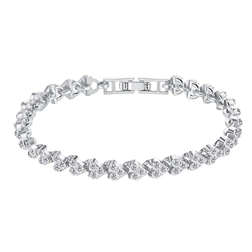 luoluoluo Damen Diamant Herz Römisches Armband 925 Sterling Silber Armband mit Funkelnden 5A+ Zirkon Diamant Tennis Armband luoluoluo Damen Diamant Herz Römisches Armband 925 Sterling Silber Armband mit Funkelnden 5A+ Zirkon Diamant Tennis Armband von luoluoluo