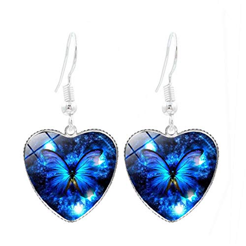 luoluoluo Damen Exquisites Schönes Ohrringe 925 Sterling Silber Schmetterlings Liebes Herz Anhänger Ohrring Zusatz Festival Geburtstagsgeschenk von luoluoluo
