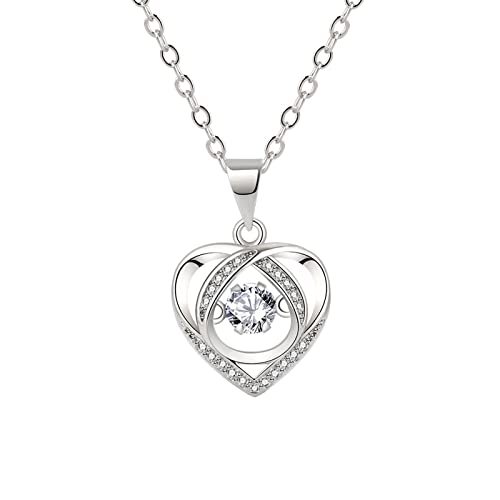 luoluoluo Damen Für Sie Halsketten 925 Sterling Silber Geburtsstein Halskette für Damen Schmuck Herz Anhänger Kette Valentinstag Geburtstag Weihnachts Frau Freundin Mädchen von luoluoluo