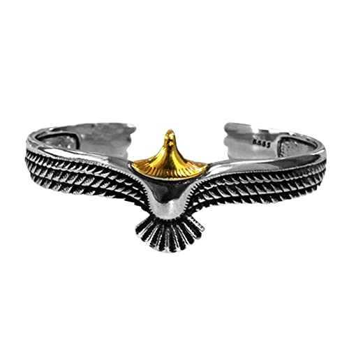 luoluoluo Damen Herren Adler Armband Vintage Persönlichkeit 925 Silber Feder Armband Altes Herrschsüchtiges Armband Edelstahl Offen Armbänder von luoluoluo