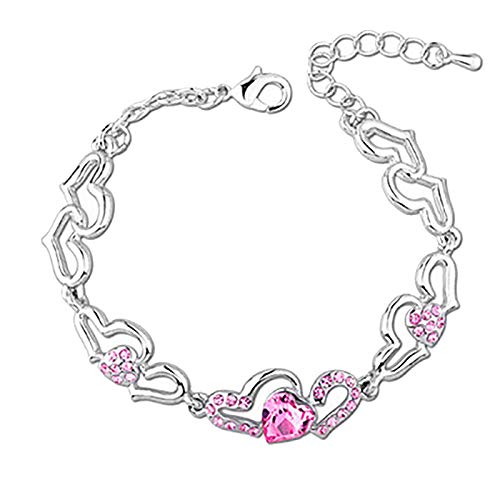 luoluoluo Damen Herz Bracelet Schmuck Österreichisches Kristall Armband Silber 925 Armkettchen Beliebte Schmuck Geschenke für Geburtstag Jahrestag von luoluoluo