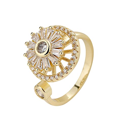 luoluoluo Damen Offene Ringe Silebr 925 Ring Frauen Mode Drehbarer Lucky Gras Ring Kleiner Satz Öffnung Einstellbarer Zeigefinger Ring Schmuck Geschenke für Mädchen von luoluoluo