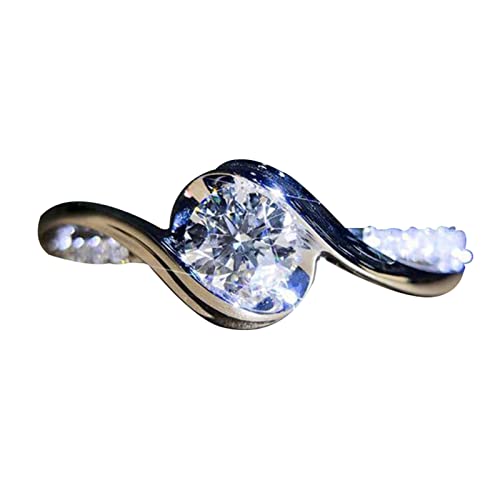 luoluoluo Damen Ring 925 Sterling Silber mit Zirkonia Verlobungsring für Braut Antragsring Jubiläum Ehering Ringe von luoluoluo