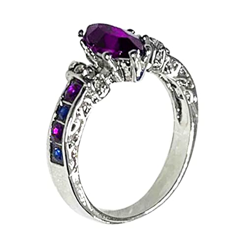 luoluoluo Damen Ring Silber 925 Offener Verstellbar Zirkonia Ringe Liebesring Silberringe Retro Opal Ring Ehering Verlobungsring Schmuck Frauen für Geburtstag Valentinstag (#012—Mehrfarbig, 9) von luoluoluo