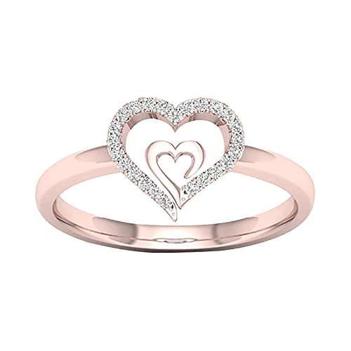 luoluoluo Damen Ring Silber 925 Offener Verstellbar Zirkonia Ringe Liebesring Silberringe Retro Opal Ring Ehering Verlobungsring Schmuck Frauen für Geburtstag Valentinstag (#021—Roségold, 9) von luoluoluo