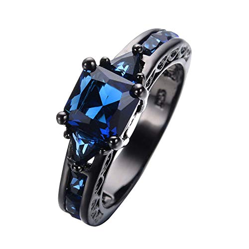 luoluoluo Damen Ringe Schwarzgold Quadratischer Zirkon Ring Kupferlegierungsring Antragsring Jubiläum Ehering Ringe Schmuck Geschenk von luoluoluo