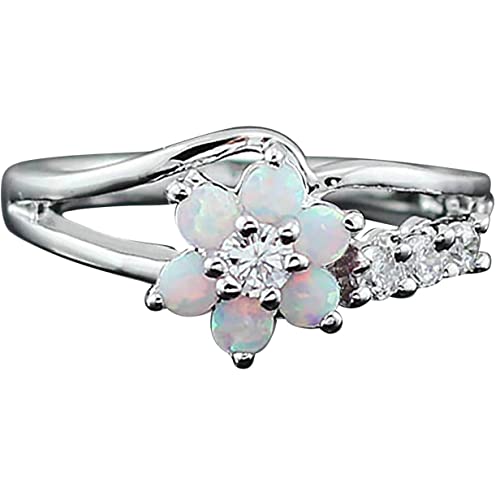 luoluoluo Damen Ringe Vintage Exquisite Weißer Opal Zirkonring Windblumenring Antragsring Jubiläum Ehering Ringe Schmuck Geschenk von luoluoluo