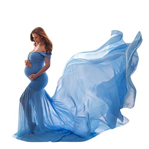 luoluoluo Damen Schwangere Kleid Ärmelloses Off Shoulder Schwangerschaftskleid Fotoshooting Partykleid Lang Mutterschaft Ballkleid Festlich Schleppkleid Babydusche Fotografie Requisiten von luoluoluo