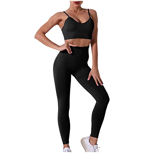 luoluoluo Damen Sportanzüge Jogginganzug Sport Sets Hosen und Sport Crop Top 2 Stücke Trainingsanzug Anzug Yoga Outfit Freizeitanzug Sportswear von luoluoluo