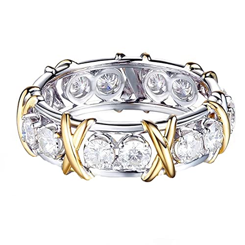 luoluoluo Damen Voller Diamant Ring 925 Sterling Silber Kreuz Ringe Frauen Antragsring Jubiläum Ehering Ringe Schmuck Geschenk von luoluoluo
