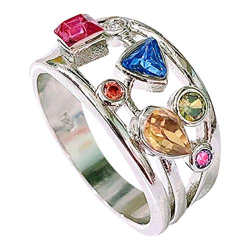 luoluoluo Fantasy Punk Ringe Damen Verlobungsring Bunt 925 Silber Ring Stapelbar Zirkonia Versprechen Einstellbare Ringe Zarte Geburtstagsgeschenk Hochzeit von luoluoluo