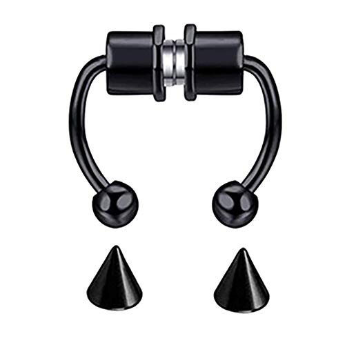 luoluoluo Frauen Edelstahl Magnet Fake Septum Nasenringe Creolen Hufeisenringe Gefälschte Nasenring Nicht Piercing Nasenclip On Nasenreifenringe von luoluoluo