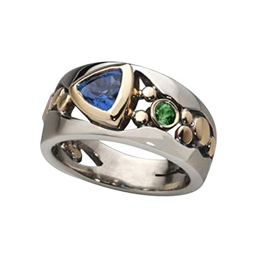 luoluoluo Frauen Ringe Mode Kreativer Hohler Eingelegter Blaugrüner Zirkon Ring Jubiläum Gedenken Paar Ringe Schmuck Geschenk von luoluoluo