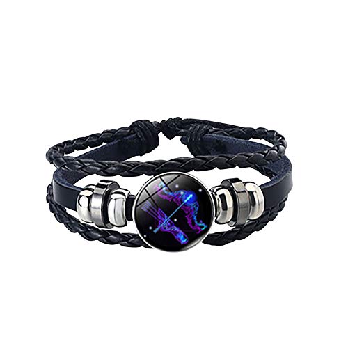 luoluoluo Herren Damen Armbänder Blaues Sternzeichen Armband Schwarz in Wickeloptik mit Schiebeknoten Verschluss Lederseilarmband luoluoluo Herren Damen Armbänder Blaues Sternzeichen Armband Schwarz in Wickeloptik mit Schiebeknoten Verschluss Lederseilarmband von luoluoluo
