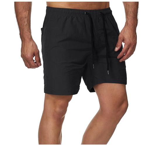 Jogginghose Herren Freizeithose Leinenhose Summer Fitnesshose Laufshorts Sporthose Klassischer Slim Fit Arbeitshose Casual Classic Shorts Elastische Taille Strand Short von luoluoluo