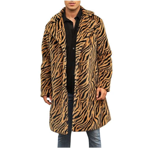 luoluoluo Kunstpelz Mantel Herren Pelzmantel Lang Kunst Felljacke Pelzkragen Wind Coat Winterjacke Herren Faux Fur Warm Mantel Pelzjacke Langarm Revers Faux Pelz Jacke Cardigan Männer Parka von luoluoluo