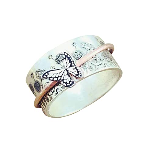 luoluoluo Personalisierter Retro Schmetterlings Spinn Ring Schmetterlings Meditations Inspirierender Ring Muttertags Inspirierender Ring Geschenk für Frauen von luoluoluo