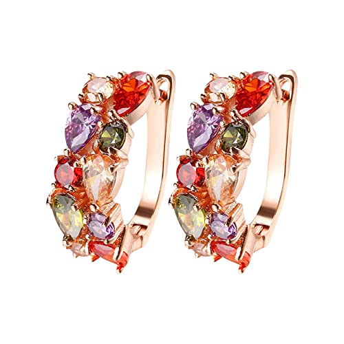luoluoluo Roségold bunte Zirkonia kleine Creolen Ohrringe 925 Sterling Silber modische und schöne Charm Ohrring können Freundin oder Frau als Geburtstagsgeschenk gegeben werden luoluoluo Roségold bunte Zirkonia kleine Creolen Ohrringe 925 Sterling Silber modische und schöne Charm Ohrring können Freundin oder Frau als Geburtstagsgeschenk gegeben werden von luoluoluo