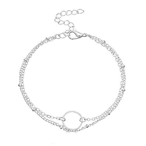 luoluoluo Runde Hohle Ring Armband 925 Sterling Silber Verstellbar Armbänder Doppel Kette Armband Party Hochzeit Zubehör Schmuck von luoluoluo