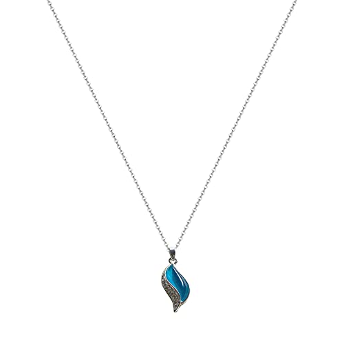 luoluoluo S925 Sterling Silber Einfache Schlüsselbeinkette Hängende Halskette Blauen Opal Reihe Kreativer Vorzüglicher Anhänger Ketten Frauen von luoluoluo