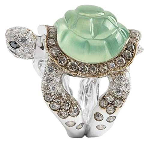 luoluoluo Sterling Silber Schildkröte Ring Grüner Opal Ring Schildkröte Schmuck Langlebigkeit Geschenk Mauspad Der Ringe Geschnitzt Schwarz Braun Diamant Ring von luoluoluo