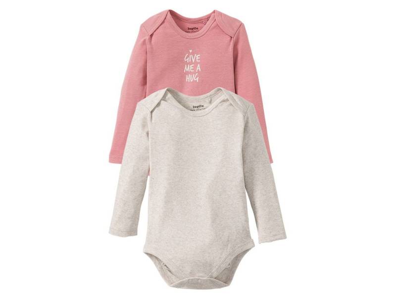 lupilu Body 2er Set Baby Body (2-tlg., Bio Baumwolle) Druckknöpfe auf der Vorderseite von lupilu