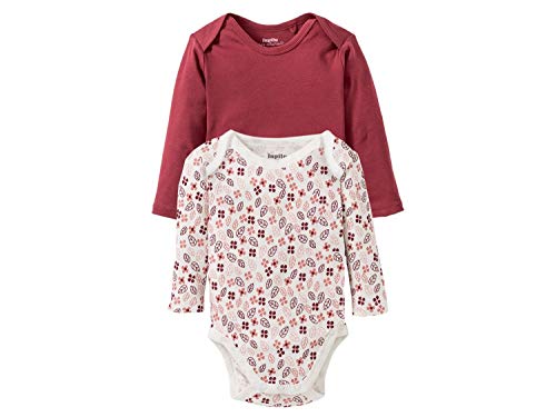 Lupilu Mädchen Baby Bodys Langarm, 100% Bio-Baumwolle, 2er Pack Wickelbody - Rot/Weiß Gemustert 62-68 von Lupilu