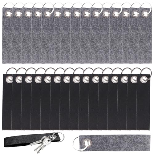 lurora2021 30 Stück Schlüsselanhänger Filz Filz Schlüsselanhänger Set Filz Schlüsselanhänger Rohling Filz Schlüsselanhänger Mit Edelstahl Ring Schlüsselanhänger für DIY Handwerk Dekoration 13 X 3cm von lurora2021