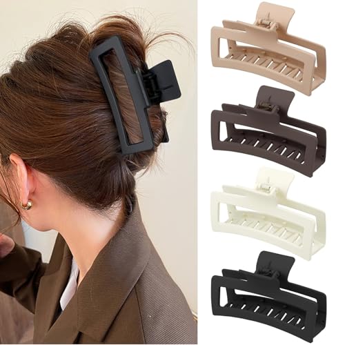 lurora2021 4 Stück Extra Große Haarklammern 13cm Jumbo Große Haarklammern Haarspange Rutschfester Haarspangen Damen Claw Clip Hair Clip für Dickes, Langes, Lockiges Haar, Rutschfestes, 4 Farben von lurora2021