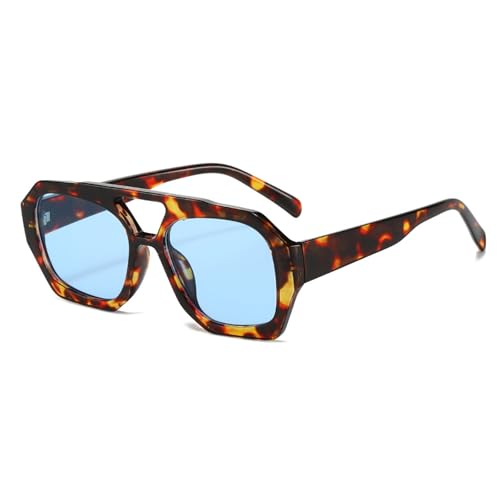 lurora2021 Quadratische Sonnenbrille Retro 70er Retro Quadrat Pilot Sonnenbrille Herren Klassische Hexagonal Klassisch Mit Double Brücke für Damen Herren Mode Brille Mit Uv400 Schutz von lurora2021