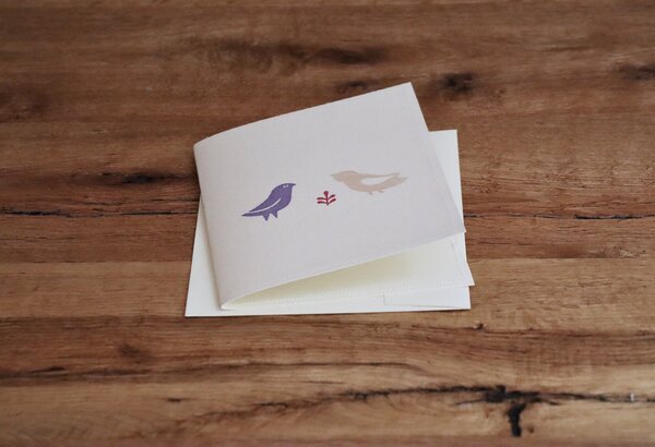 luscinia Handbedruckte Stoff-Grußkarte "Freundschaft" mit Briefumschlag von luscinia