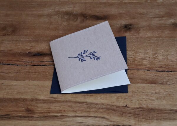 luscinia Handbedruckte Stoff-Grußkarte "Frühling" mit Briefumschlag von luscinia
