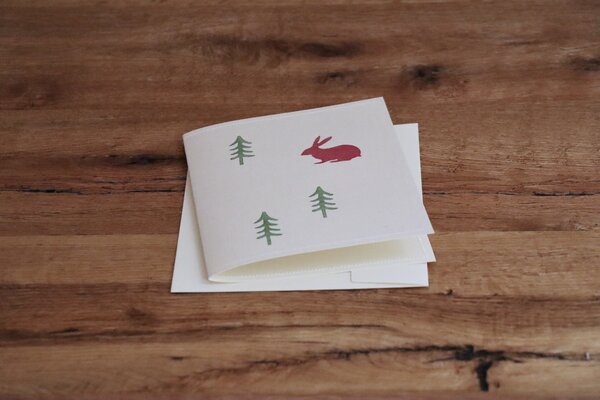 luscinia Handbedruckte Stoff-Grußkarte "Wald" mit Briefumschlag von luscinia