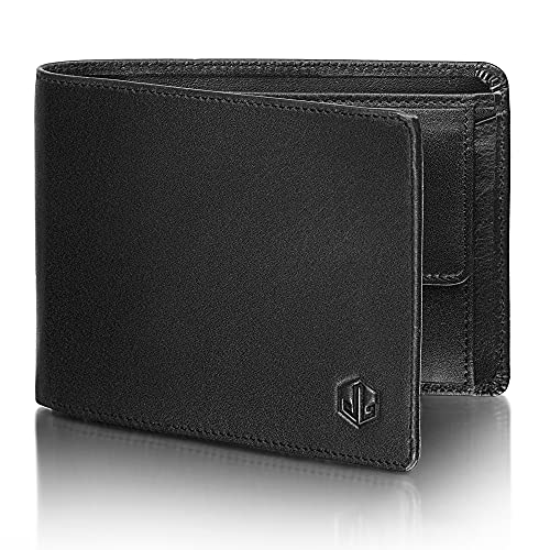lussador Herren Geldbörse Echtleder RFID-Schutz Schwarz Portemonnaie mit 12 Kreditkartenfächern, 2 Geldscheinfächern, Ausweisfach, Münzfach & Einkaufswagenchip-Fach - Handgefertigt lussador Herren Geldbörse Echtleder RFID-Schutz Schwarz Portemonnaie mit 12 Kreditkartenfächern, 2 Geldscheinfächern, Ausweisfach, Münzfach & Einkaufswagenchip-Fach - Handgefertigt von lussador
