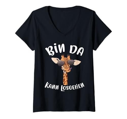 Damen Bin da kann losgehen Giraffe lustiges Giraffen Geschenk T-Shirt mit V-Ausschnitt Damen Bin da kann losgehen Giraffe lustiges Giraffen Geschenk T-Shirt mit V-Ausschnitt von lustig Bin da kann losgehen Giraffe