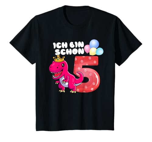 5 Geburtstag Junge Mädchen Dinosaurier 5 Jahre Dino Geschenk T-Shirt 5 Geburtstag Junge Mädchen Dinosaurier 5 Jahre Dino Geschenk T-Shirt von lustig Deko Outfit mit Luftballon zum 5 Geburtstag