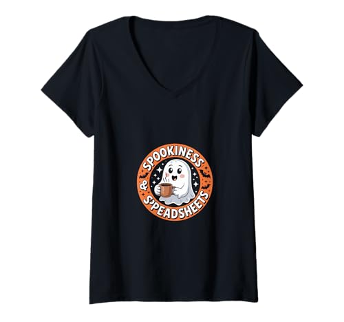 Damen Spookiness und Tabellenkalkulationen Halloween Buchhalter T-Shirt mit V-Ausschnitt Damen Spookiness und Tabellenkalkulationen Halloween Buchhalter T-Shirt mit V-Ausschnitt von lustige Grüße und Tabellenkalkulationen Halloween