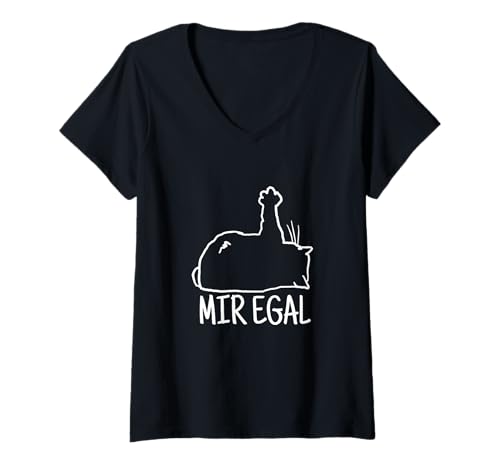 Damen faule Katze Spruch mir egal T-Shirt mit V-Ausschnitt Damen faule Katze Spruch mir egal T-Shirt mit V-Ausschnitt von lustige-Katzen-Stubentiger-Sprüche-nö