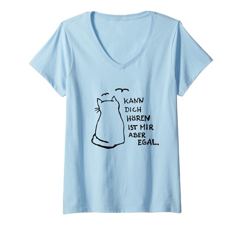 Damen faule Katze Spruch T-Shirt mit V-Ausschnitt Damen faule Katze Spruch T-Shirt mit V-Ausschnitt von lustige-Katzen-Stubentiger-Sprüche-nö-Outfits