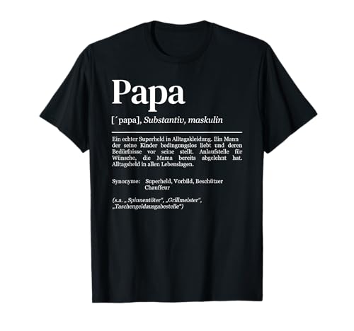 lustige Papa Definition Spruch Papa Definition T-Shirt für Herren - Schwarz, S - Vatertagsgeschenk mit lustigem Papa Motiv und Crew-Neck-Ausschnitt lustige Papa Definition Spruch Papa Definition T-Shirt für Herren - Schwarz, S - Vatertagsgeschenk mit lustigem Papa Motiv und Crew-Neck-Ausschnitt von lustige Papa Definition Spruch