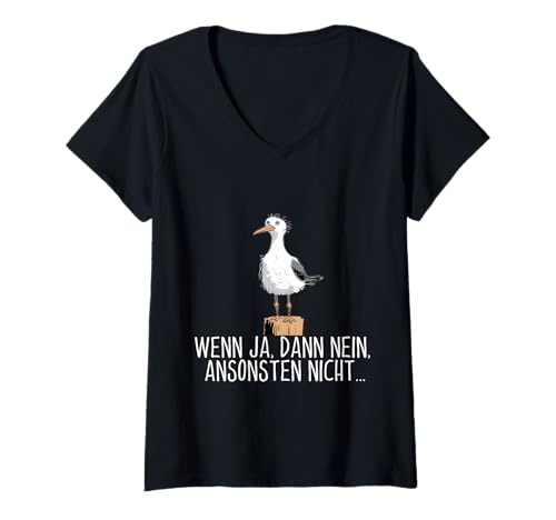 Damen wenn ja dann nein ansonsten nicht T-Shirt mit V-Ausschnitt Damen wenn ja dann nein ansonsten nicht T-Shirt mit V-Ausschnitt von lustige Sprüche Geburtstagsfeier, Weihnachten