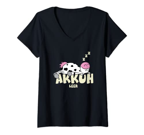 Damen Akkuh leer lustiges Schlaf T-Shirt mit V-Ausschnitt Damen Akkuh leer lustiges Schlaf T-Shirt mit V-Ausschnitt von lustige Tiere