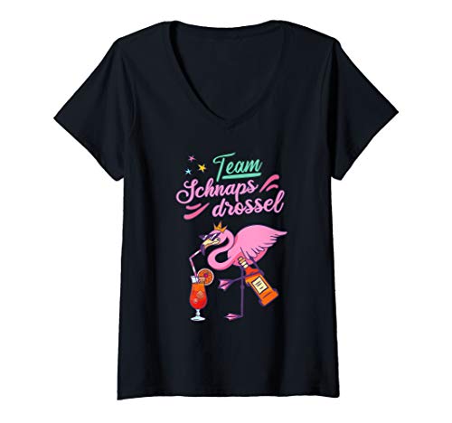 Damen Team Schnapsdrossel Party Geschenke für Freundin Mädelsabend T-Shirt mit V-Ausschnitt von lustige Trinksprüche für den Mädelstrip Geschenk