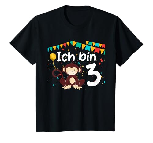 Kinder 3. Geburtstag Ich bin 3 Jahre Junge Mädchen Affe T-Shirt Kinder 3. Geburtstag Ich bin 3 Jahre Junge Mädchen Affe T-Shirt von lustige fröhliche Tiere Jungen Mädchen
