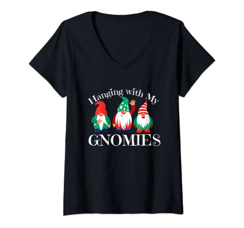 Damen hanging with my Gnomies T-Shirt mit V-Ausschnitt Damen hanging with my Gnomies T-Shirt mit V-Ausschnitt von lustige kleine Wichtel