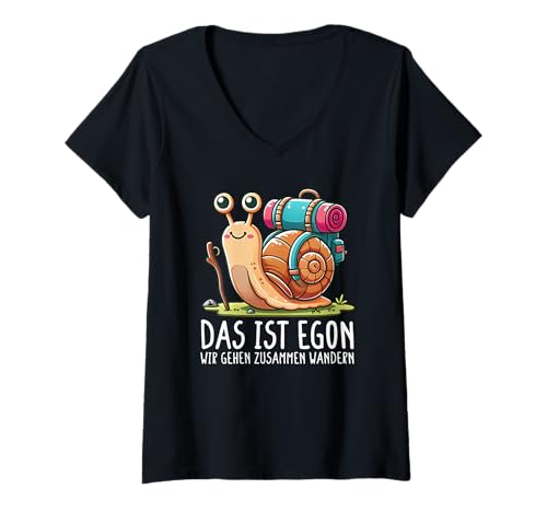 Damen das ist Egon wir gehen zusammen wandern T-Shirt mit V-Ausschnitt Damen das ist Egon wir gehen zusammen wandern T-Shirt mit V-Ausschnitt von lustige zitate über bergsteigen