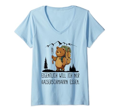Damen eigentlich will ich nur kaiserschmarrn essen T-Shirt mit V-Ausschnitt Damen eigentlich will ich nur kaiserschmarrn essen T-Shirt mit V-Ausschnitt von lustige zitate über bergsteigen