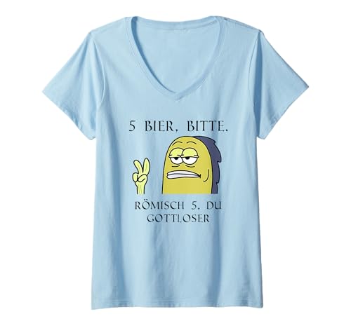 Damen 5 Bier Bitte römisch 5 du gottloser T-Shirt mit V-Ausschnitt Damen 5 Bier Bitte römisch 5 du gottloser T-Shirt mit V-Ausschnitt von lustige zitate über bier