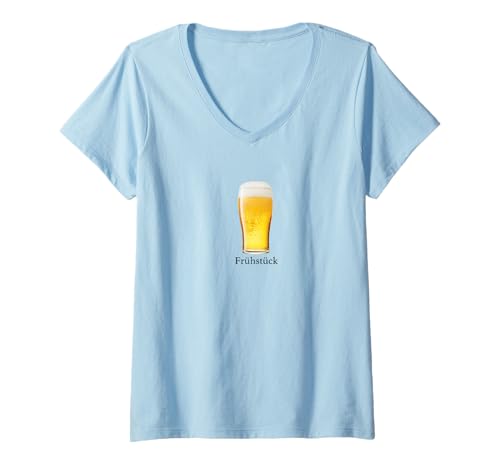 Damen frühstück bier lustig T-Shirt mit V-Ausschnitt Damen frühstück bier lustig T-Shirt mit V-Ausschnitt von lustige zitate über bier