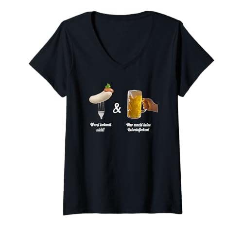 Damen Wurst krümelt Nicht Bier Macht Keine rotweinflecken T-Shirt mit V-Ausschnitt Damen Wurst krümelt Nicht Bier Macht Keine rotweinflecken T-Shirt mit V-Ausschnitt von lustige zitate über bierfeste